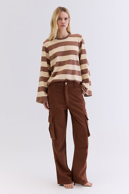 CALÇA CARGO AMPLA CHOCOLATE